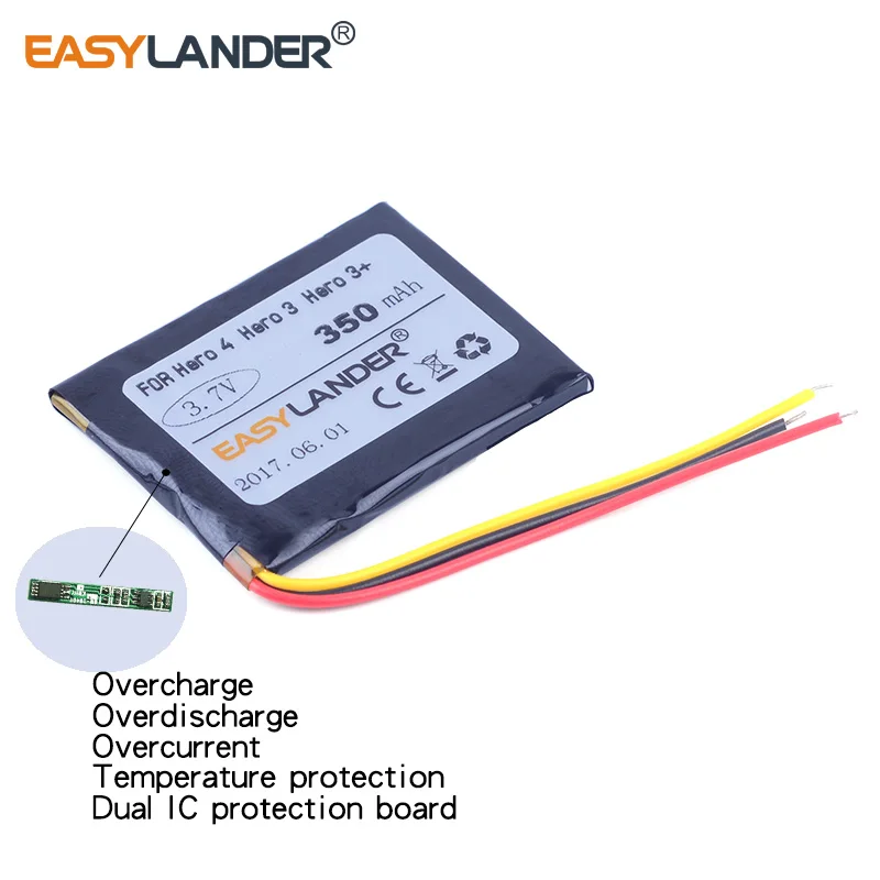 

Easylander 350mAh 3.7V Li-Polymer Battery For GoPro Wi-Fi Remote ARMTE-001 HERO4 HERO3 Hero 4 Hero 3 Hero 3+
