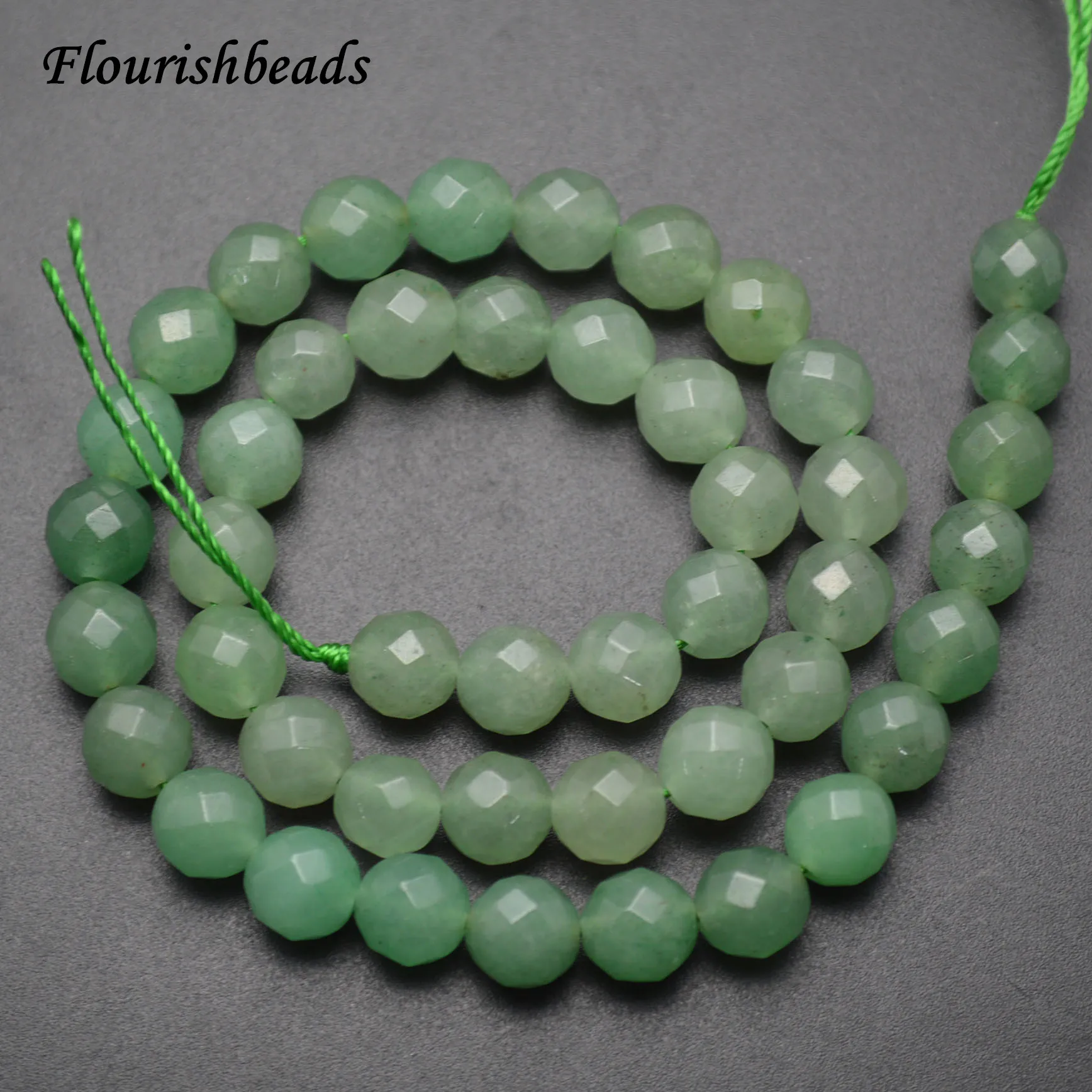 

10mm Faceted Dark Color Natural Green Aventurine Stone Round Beads