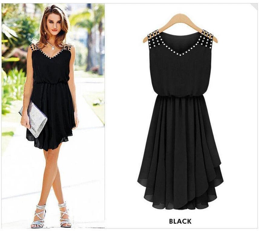 Новое летнее платье 2016 Vestidos шифон V Средства ухода за кожей Шеи Длина