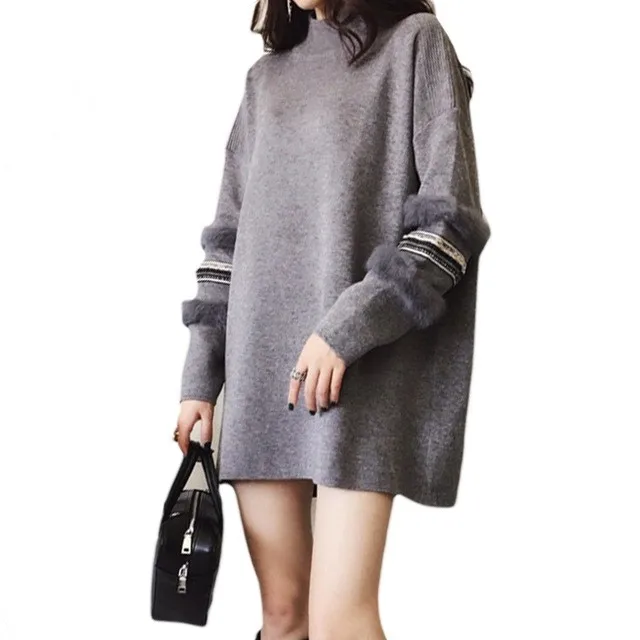 Sweater Dress 2018 Spring Autumn New Women Fur Long sleeve Korean Loose Casual Turtleneck Sweaters Pullover | Женская одежда