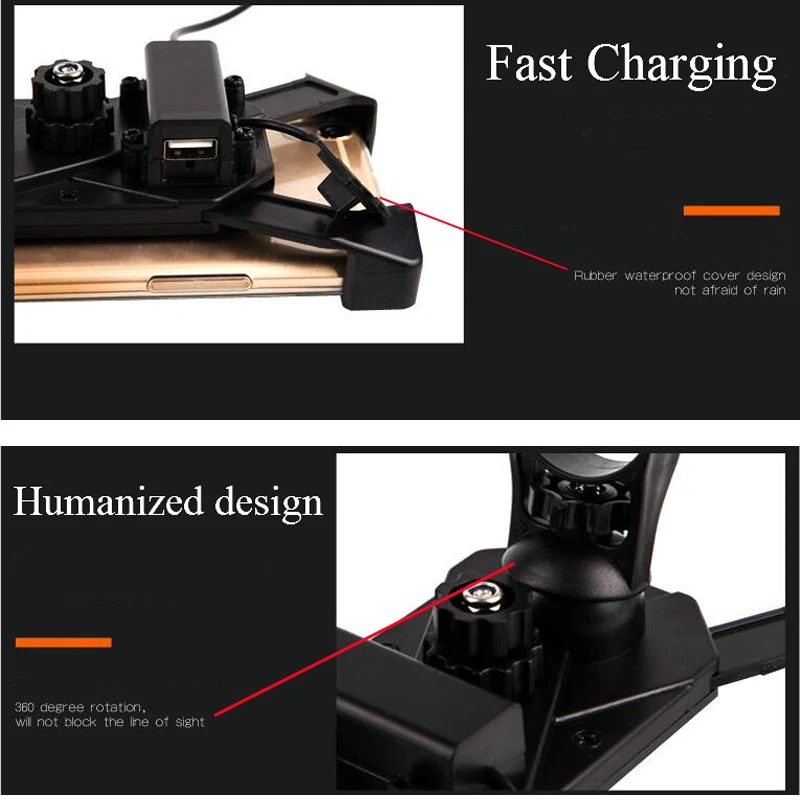 motorcycle phone holder with usb charger holder for samsung s9 s8 iphone 8 plus smartphone support for moto bicycle phone stand free global shipping