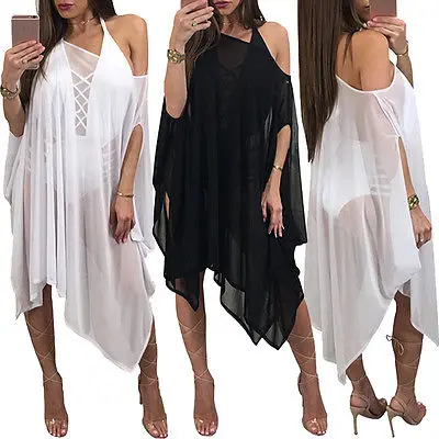 Women Swimwear Beachwear Bikini Set Cover-Ups Solid Color Beach Wear Ladies Summer Dress | Женская одежда