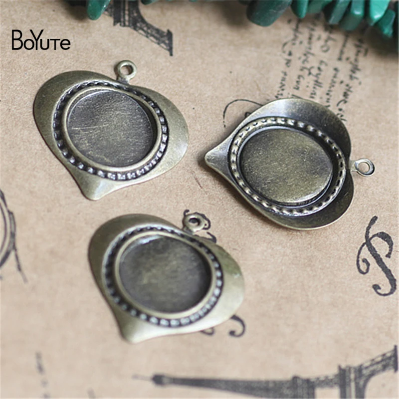 

BoYuTe 100Pcs 10MM Cabochon Base Blank Heart Charms Pendant Vintage Diy Jewelry Accessories
