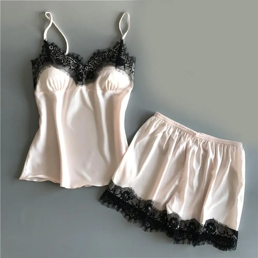 Пижама женская шелковая с треугольным вырезом 2019 | Женская одежда