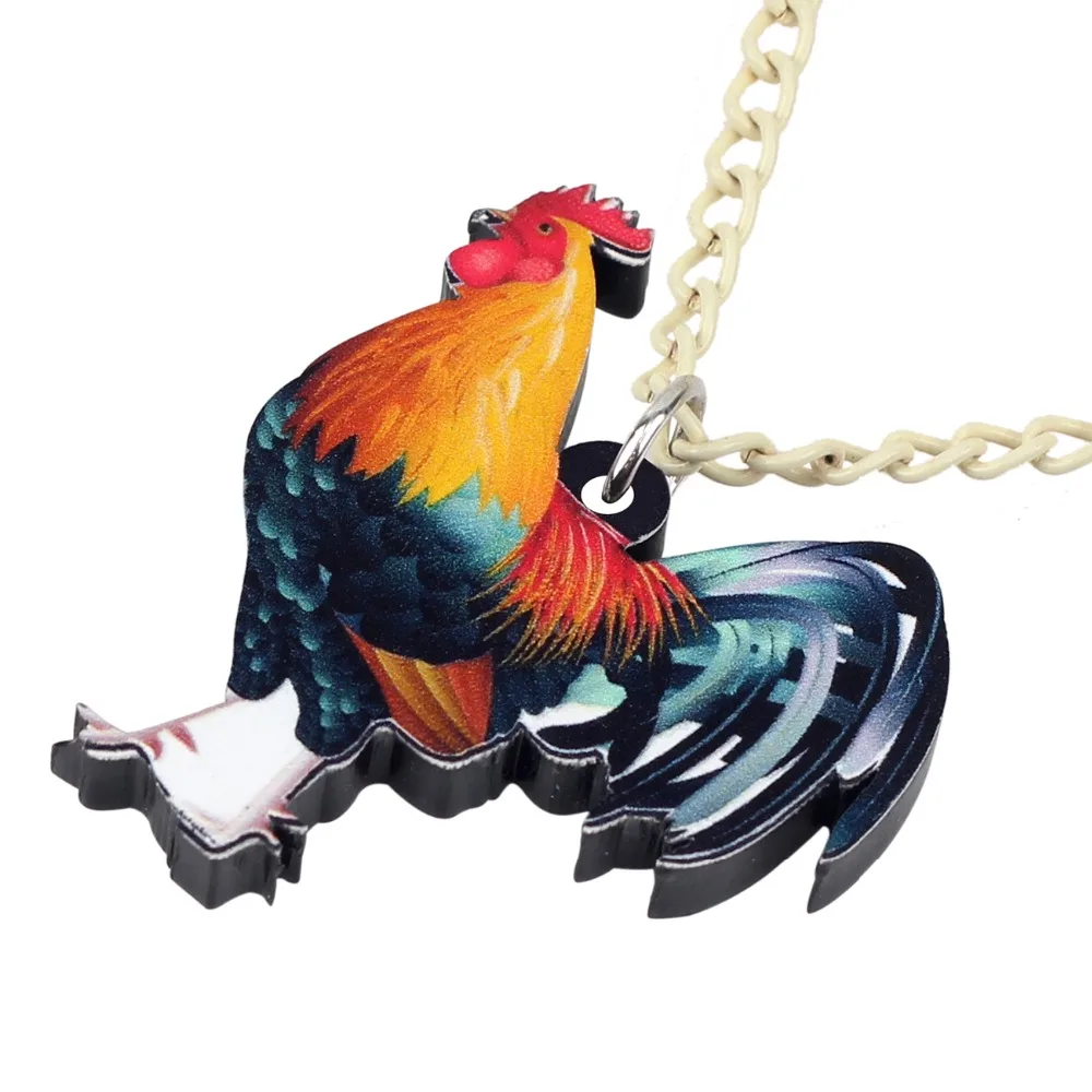 WEVENI Acrylic Anime Farm Rooster Chicken Necklace Pendant Chain Choker Bijoux Jewelry For Women Girls Collier Hot Gift Dropship | Украшения