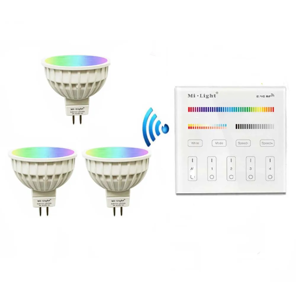 MiLight Светодиодная лампа 4 Вт MR16 RGB + CCT светодиодная B4 (3 В) Пульт дистанционного