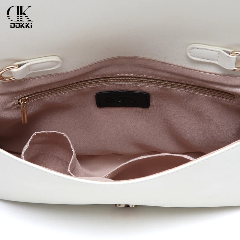 DOKKI для женщин плеча клатч Сумки белая цепь искусственная кожа off White курьерские
