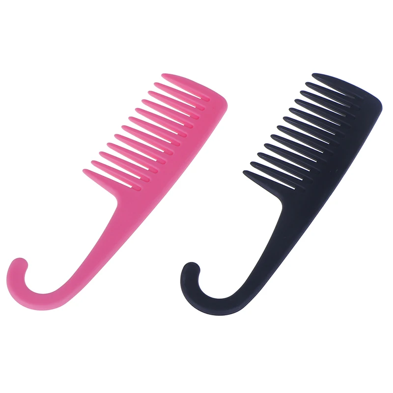 

1Pcs Big Teeth Hairdressing Reduce Hair Loss Comb Large Wide Tooth Combs With Curved Hook Brushes Detangling Salon Styling Tools