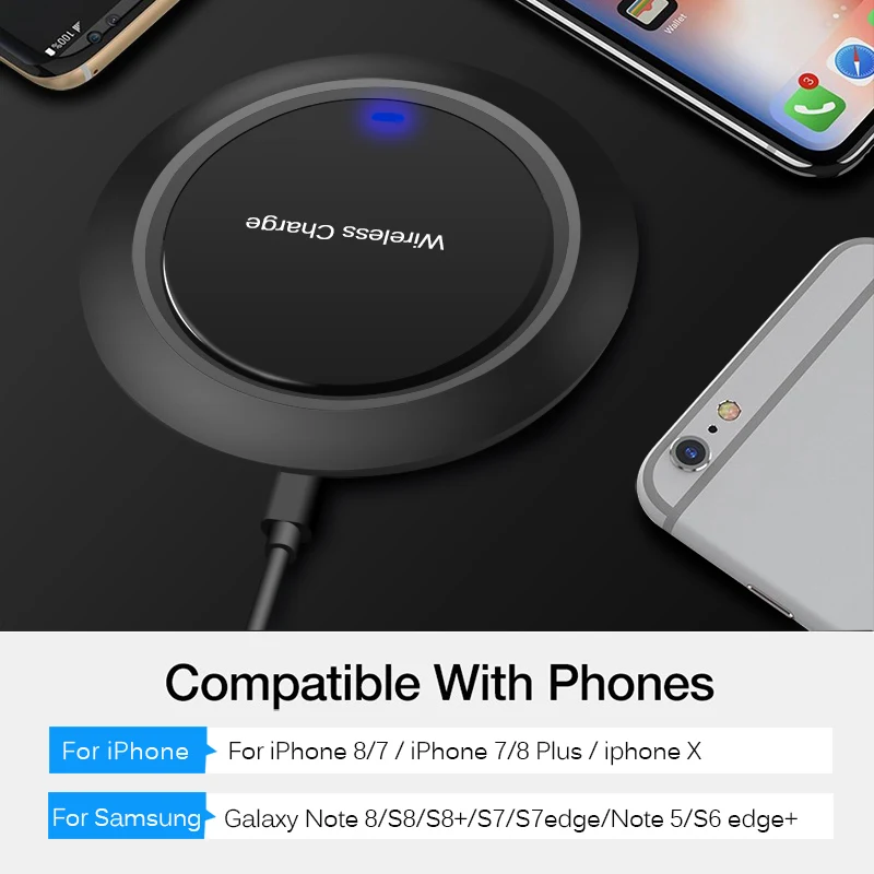 Беспроводное зарядное устройство CinkeyPro для iPhone 8 10 X Samsung S7 S8 5 В/1 А | Мобильные