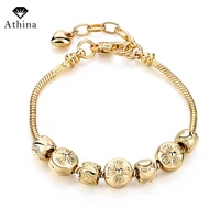 gold color bracelets for women with diy flower beads bracelets bangles pulseiras masculina sbr160244