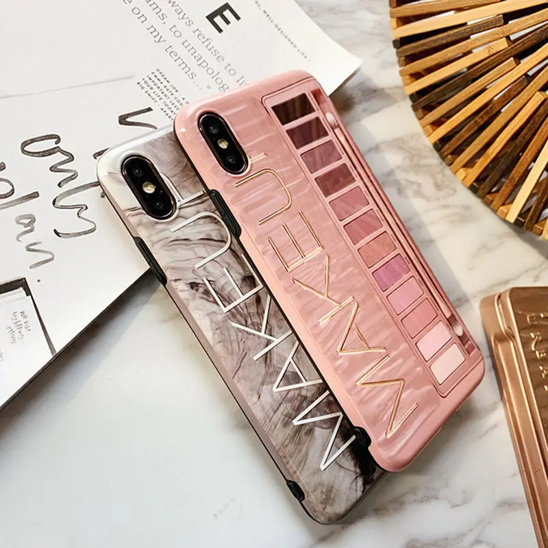 Макияж тени для век Палитра чехол для телефона для iphone 11 11pro XS Max XR X XS 6 6s 7 8 plus Глянцевая Мягкая силиконовая защитная задняя крышка