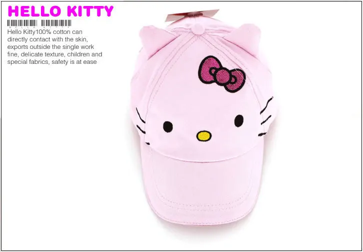 2013 fashion little hellokitty caps snapback lovely pink cat with ears kids hats cheap sunbonnet for children girls baseball cap |
