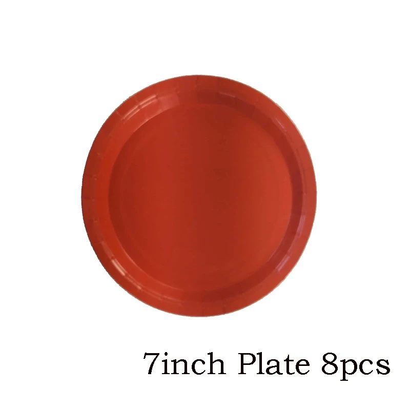 7inch plate red 8 шт. одноразовая посуда, одноцветные бумажные тарелки для вечеринки, тарелка для торта, свадебные украшения для дня рождения - Цвет: 7inch plate red