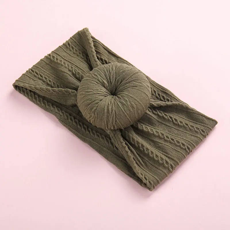 6 Dark Green Детские повязки на голову для девочек, нейлоновые круглые повязки с узелком, один размер, подходит для всех, повязки на голову, подарок на день рождения ребенка HB328D - Цвет: 6 Dark Green