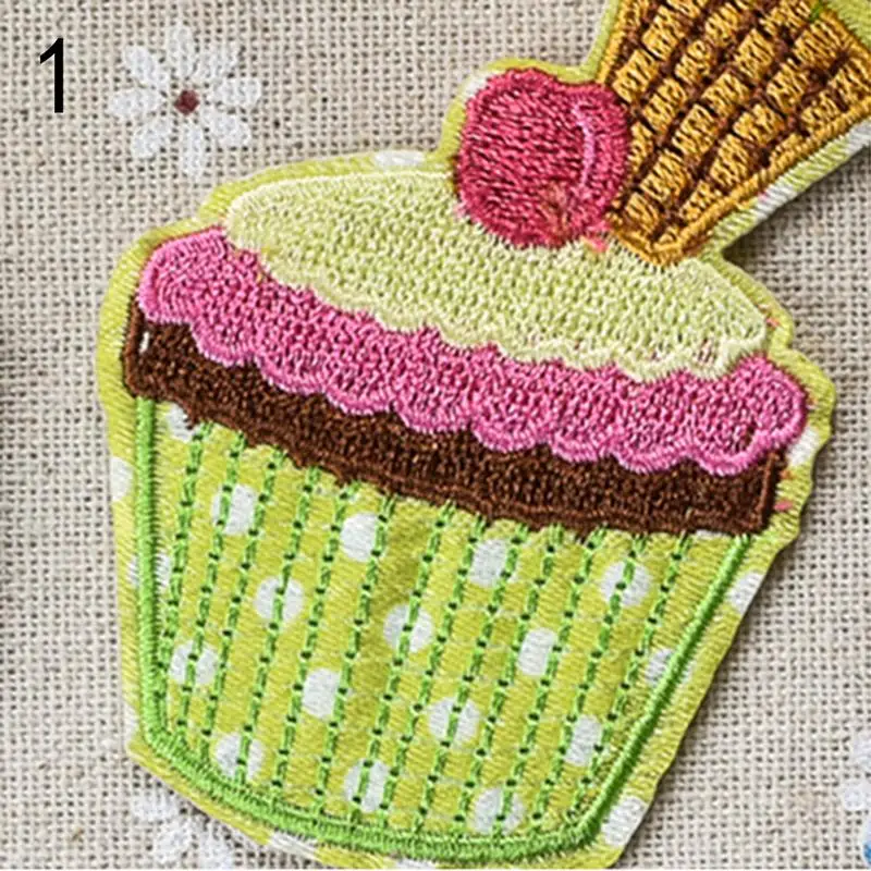 Cartoon ice cream Lin cake center made cloth 100%(6pcs)Made of Cloth iron on patches ironing felt applique clothes embroidery | Дом и сад