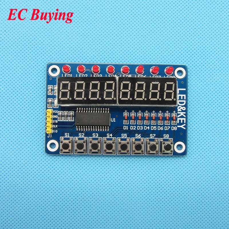 Цифровой светодиодный модуль TM1638 8 бит для Arduino AVR с кабелем Dupont 1P 5 шт. 20 см|tube paper|tube