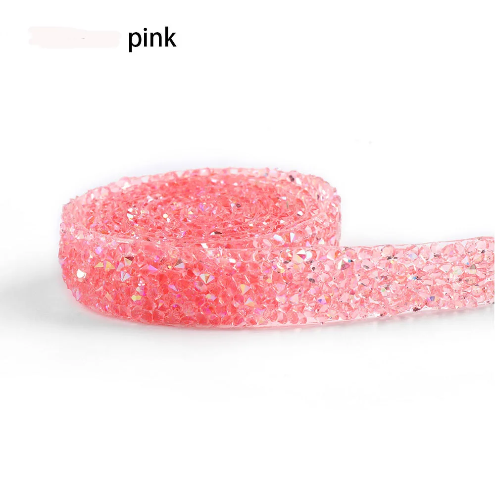 pink 1 ярд Стразы горячего крепления отделка красочная Смола сетка исправление страз кристалл окантовка аппликация для украшения свадебного платья - Цвет: pink