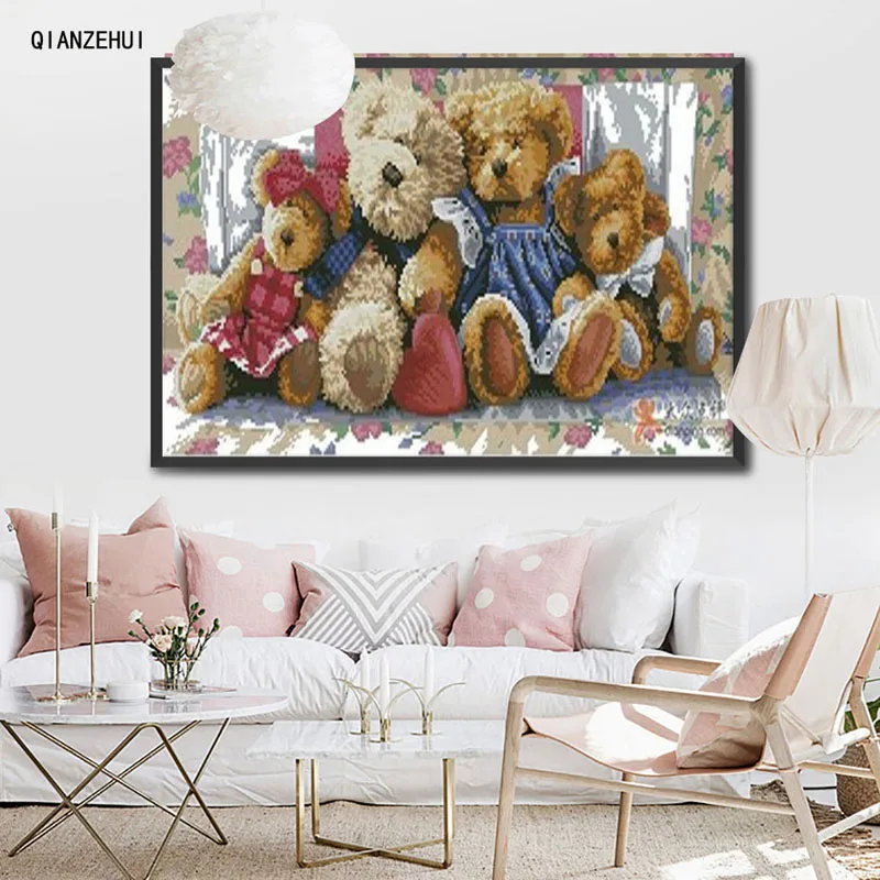 QIANZEHUI Стразы DIY пластиковые поделки алмазная живопись вышивка Danny Bears крестиком