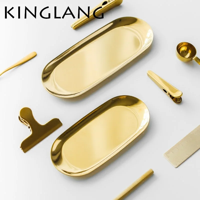 KINGLANG датская Золотая кофейная ложка поднос для еды|Блюдца и тарелки| |