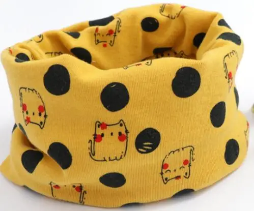 yellow cat Коллекция года, весенне-осенний хлопковый шарф для девочек детский шейный платок с рисунком совы для девочек, детское кольцо с круглым вырезом, волшебный шарф для мальчиков, детская одежда - Цвет: yellow cat