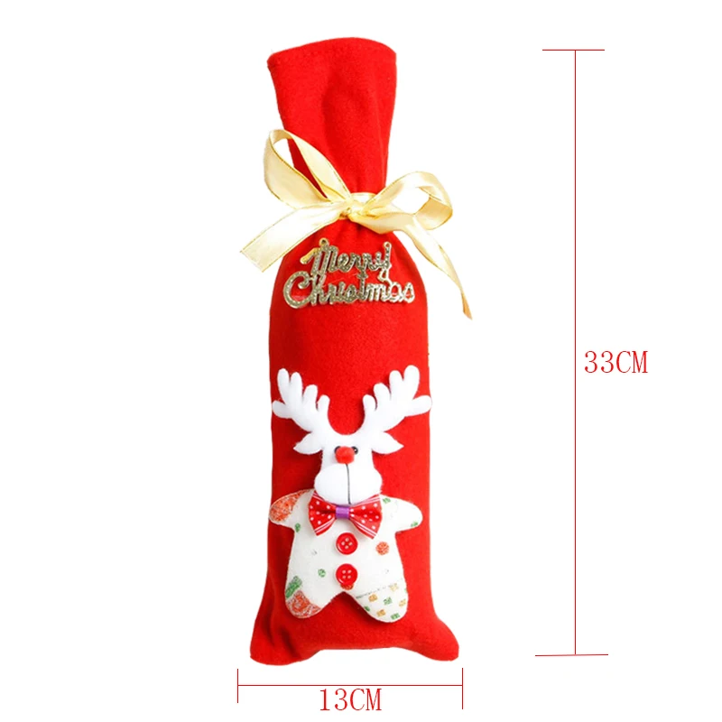 Christmas Decoration Wine Bottle Bag Covers Snowman Santa Claus Reindeer Ornaments Decor Table | Дом и сад