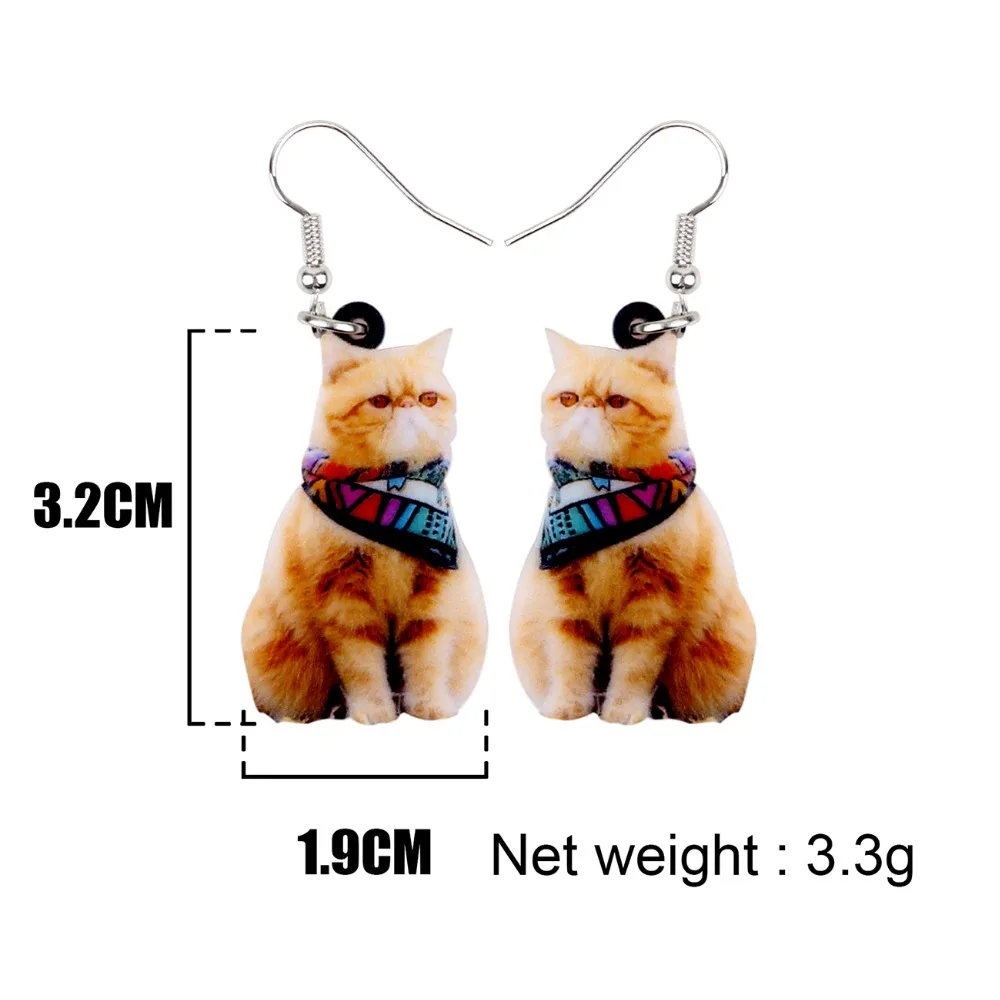 Оригинальный акриловый шарф WEVENI серьги в виде оранжевого кота и котенка милые