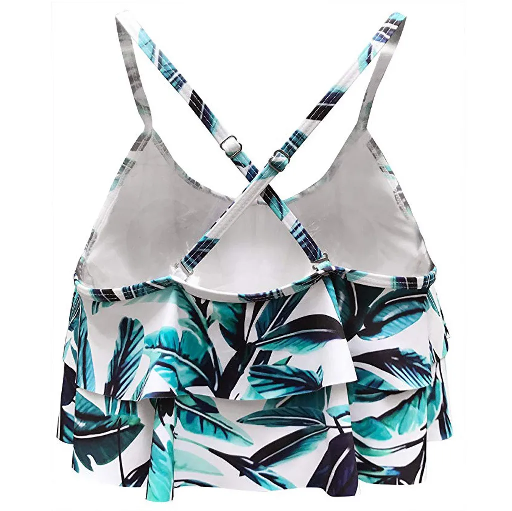 Женский купальник женский пуш ап пляжный Ретро стиль Falbala с воланом бикини топ