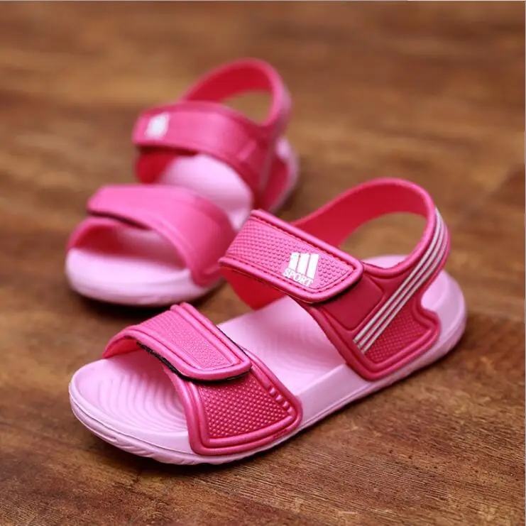 pink Детские сандалии; модные Нескользящие летние пляжные сандалии для мальчиков и девочек; износостойкая и разноцветная обувь - Цвет: pink