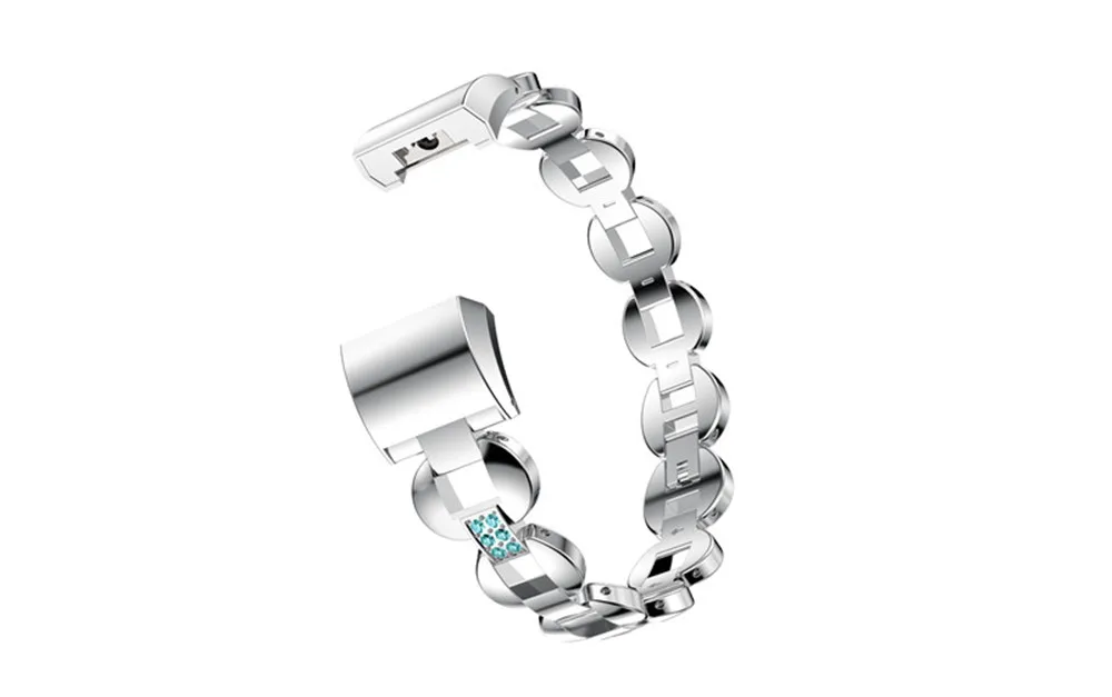 silver blue ZENHEO смотреть группа Кристалл Нержавеющая сталь ремешок для Fitbit заряд 2 Смарт-часы гибкий Регулируемый замена Браслет - Цвет: silver blue