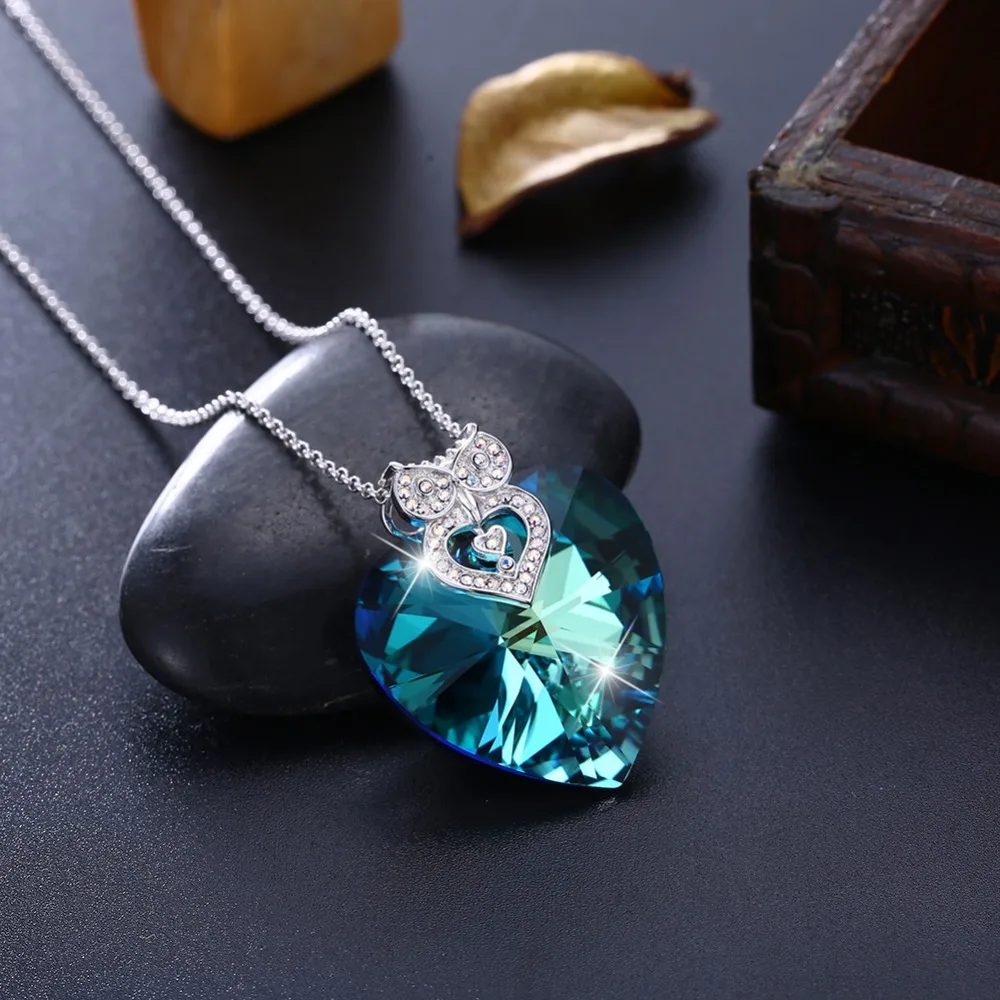 Женское ожерелье с подвеской в виде сердца LEKANI роскошное кристаллами Swarovski