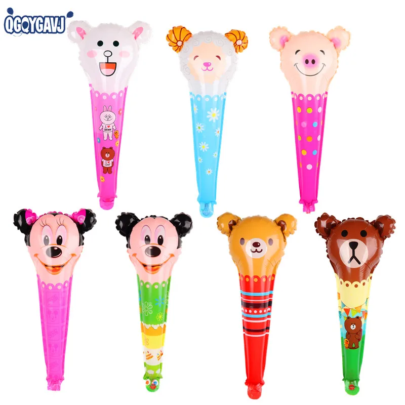 QGQYGAVJ Медведь Свинья Овцы Кролик Минни Микки Hand Stick мультфильм фольгированные