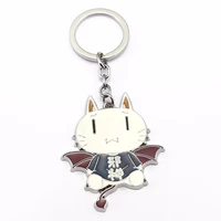 jewelry key ring cute evil shrine sauce white cat keychain pendant metal holder game fashion accessory