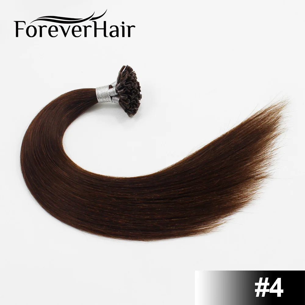 FOREVER HAIR 0,8 г/локон 1" 18" 2" Remy Предварительно Связанные кератиновые волосы для наращивания европейские волосы на кератиновых капсулах fusion Hair 50 s/pac - Цвет: #4