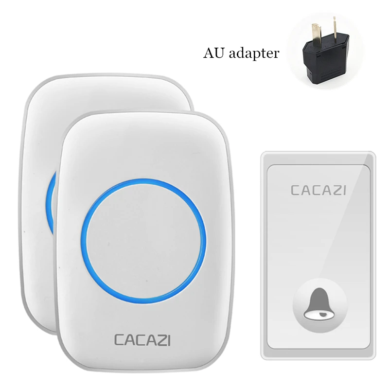 White 1x2 AU CACAZI не требуется батарея беспроводной дверной звонок автономный Водонепроницаемый умный дом дверной звонок США ЕС Великобритания штекер 58 колокольчики - Цвет: White 1x2 AU
