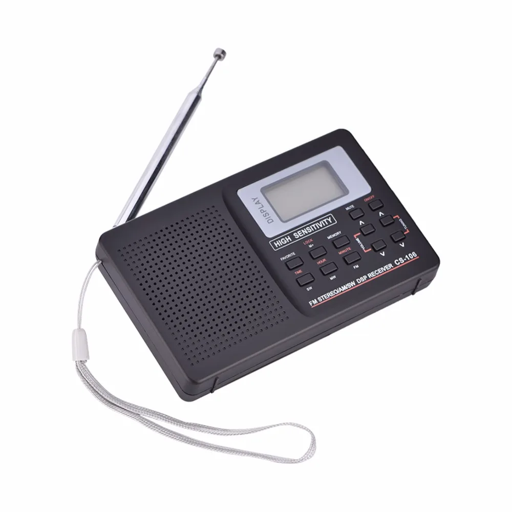 Полный диапазон AM/SW/LW/tv/FM радио звук полный частотный приемник приема fm-радио с синхронизацией будильник портативный радио черный