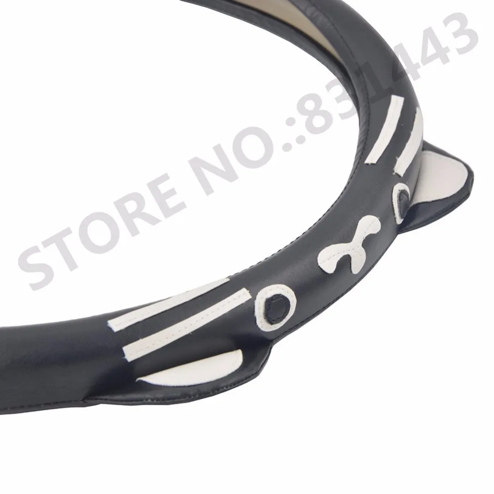 Милые Чехлы На Руль кожаный чехол рулевого колеса автомобиля черный с белым