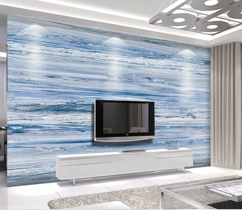 

Bacaz Modern seawater Photo 3D Wall paper Mural Wallpaper 3D sticker wallpapers for living room Blue 8D Wall Murals Decor