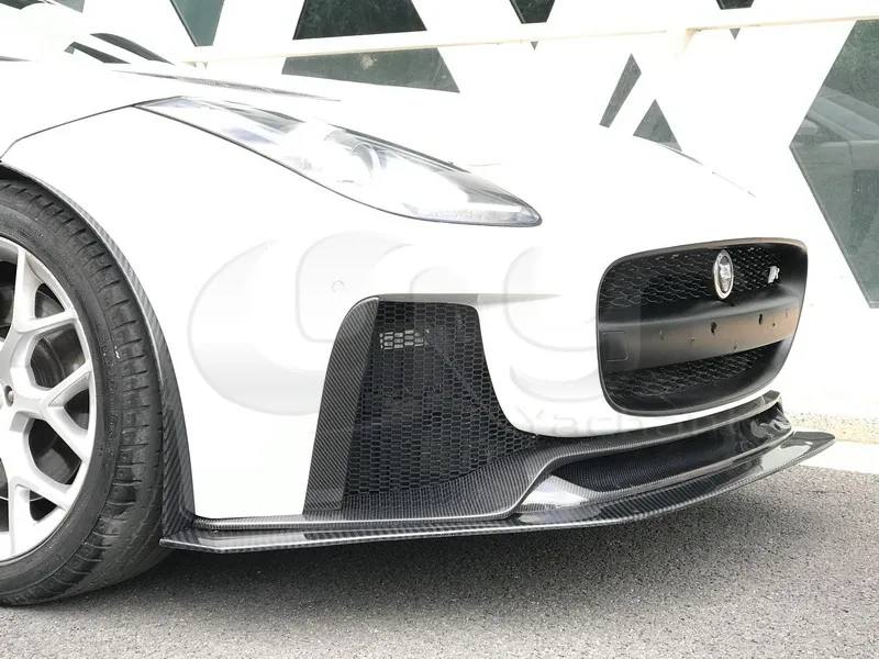Front Bumper w Lip Частично углеродное волокно тела комплект подходит для Jaguar F-type iMP производительность переднего бампера средняя кромки крыла Спойлер, диффузор - Цвет: Front Bumper w Lip