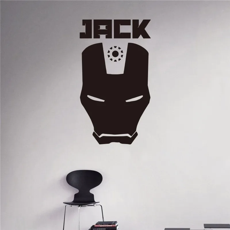 Новое поступление пользовательских названий Наклейка на стену Железный человек