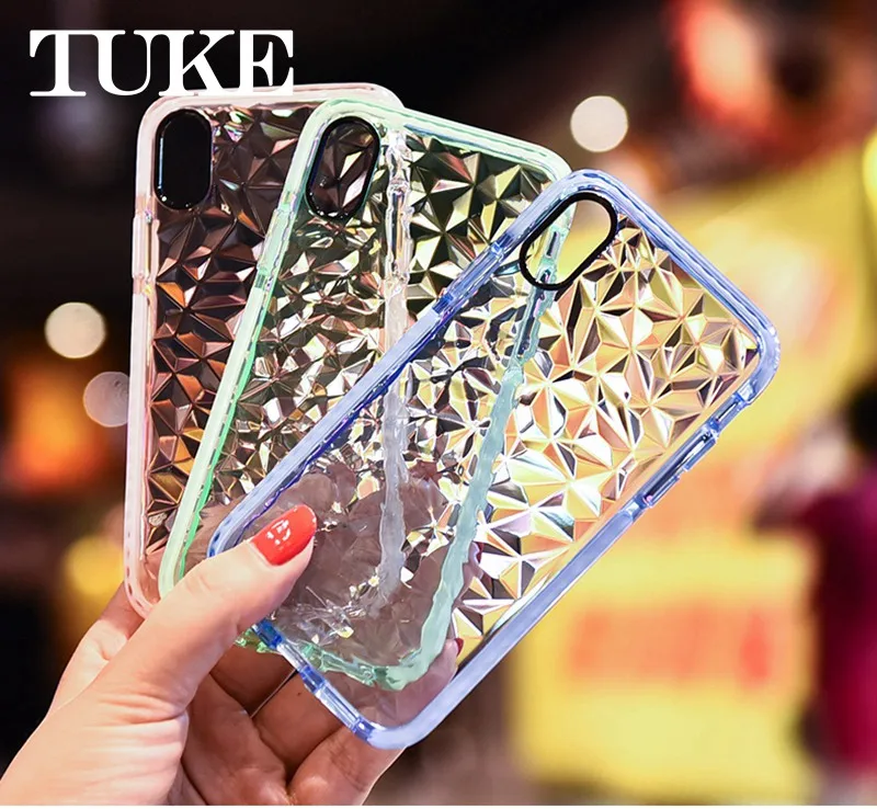 Противоударный силиконовый чехол для OPPO R15 стандартный прозрачный с алмазным