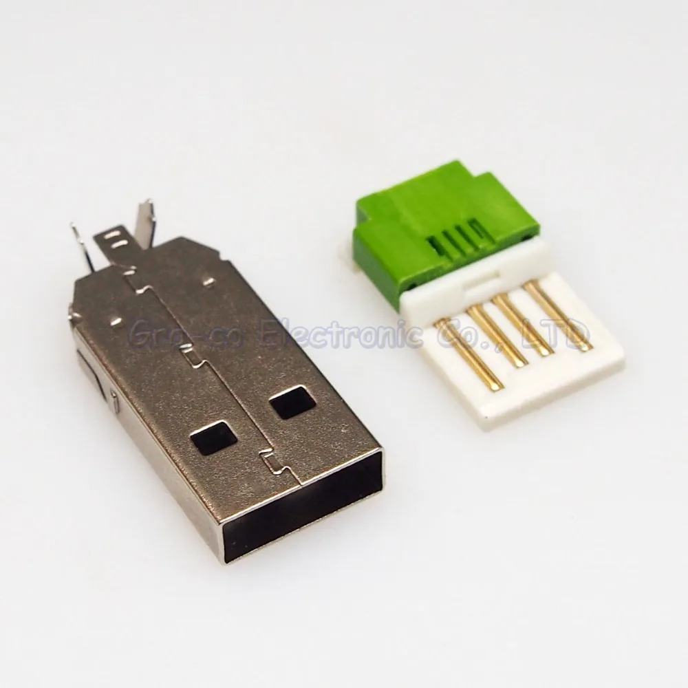 Штепсельная Вилка USB A 2 в 1 10 комплектов с металлическим корпусом 0 коннектор не
