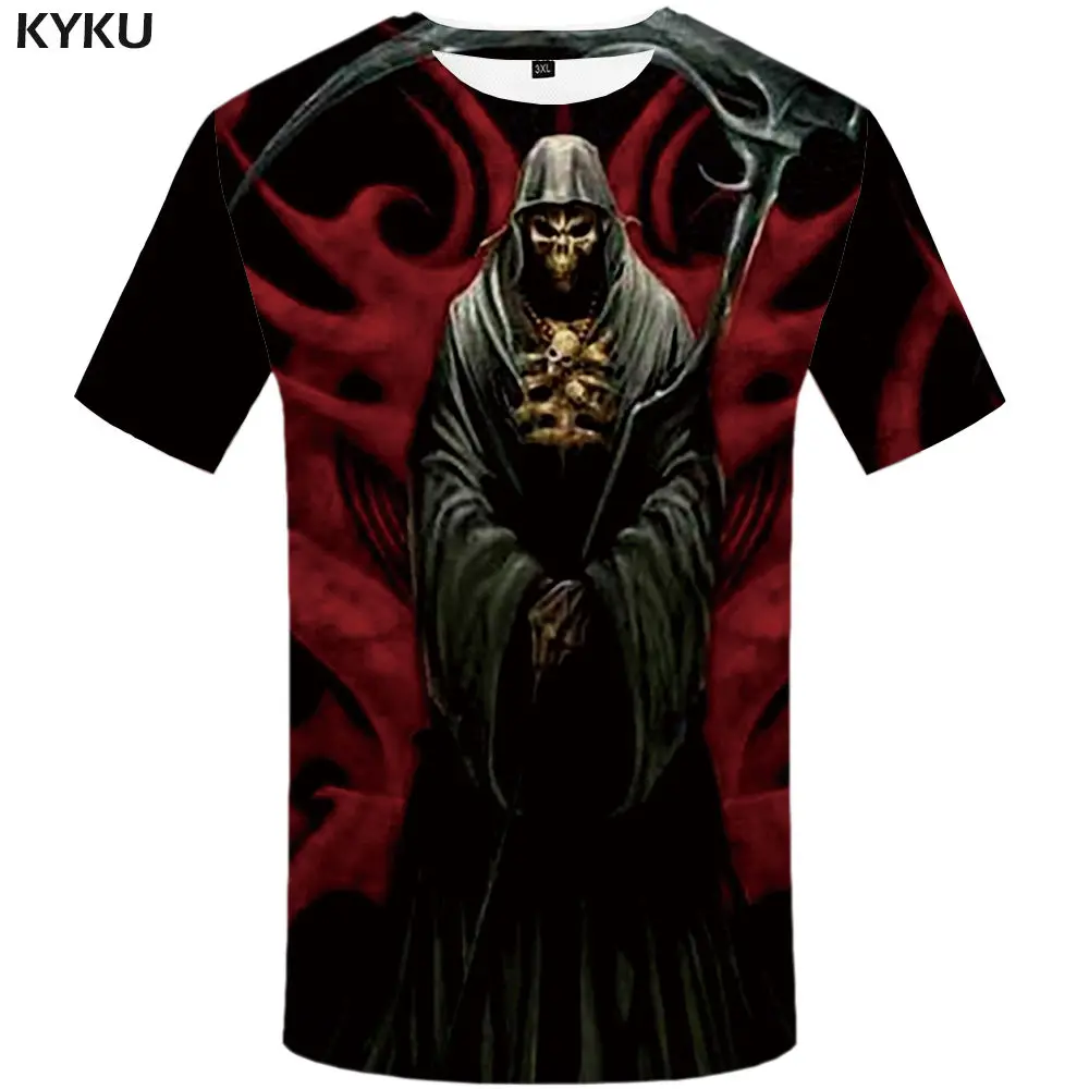 3d t shirt 03 Мужская футболка с черепом KYKU, черная футболка с коротким рукавом, с 3D-принтом, в хип-хоп стиле, лето - Цвет: 3d t shirt 03