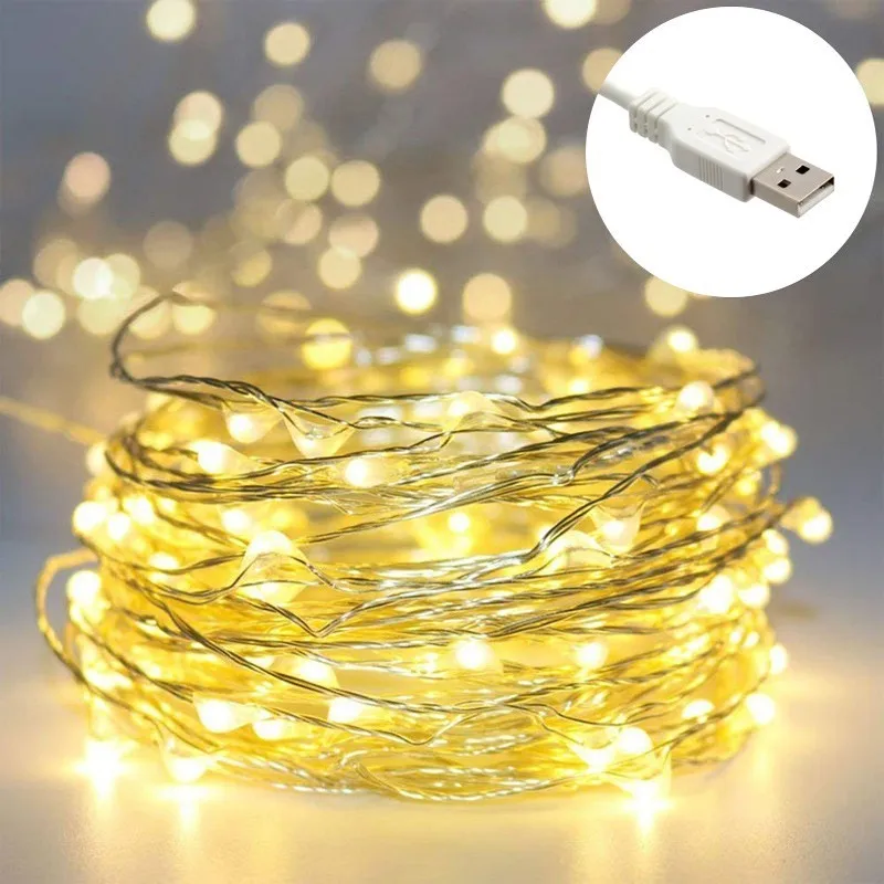 5 светодио дный м USB LED гирлянды 50 светодиодные огни фестоон сказочные