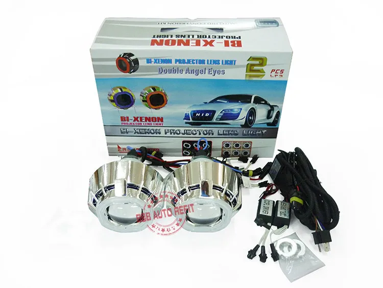 Xplus 3 дюйма двойной ангел кольцо HID фары объектив 35 Вт H1 H4 H7 H11 9005/6 Высокий Низкий проектор объектив Комплект CCFL дьявол глаз для авто