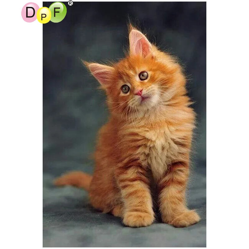 DPF &quotсделай сам&quot желтая кошка 5D алмазная живопись вышивка крестиком рукоделие