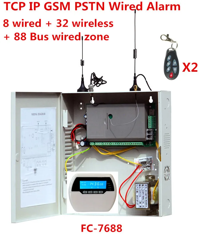 FC-7688 Metal case Проводная промышленная сигнализация FC-7688 плюс TCP IP охранная сигнализация GSM сигнализация с 96 Проводная умная сигнализация с управлением WebIE в любом месте - Цвет: FC-7688 Metal case