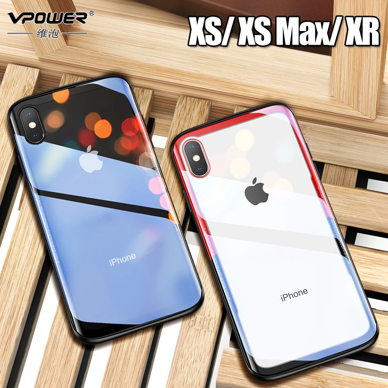 Чехол Vpower для iPhone XS Max XR изогнутый чехол из закаленного стекла прозрачный
