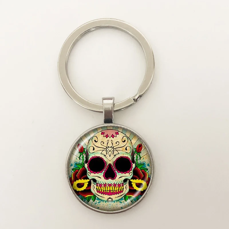 2019 День мертвых сахарных черепов Пряжка для ключей Скелет фото Татуировка