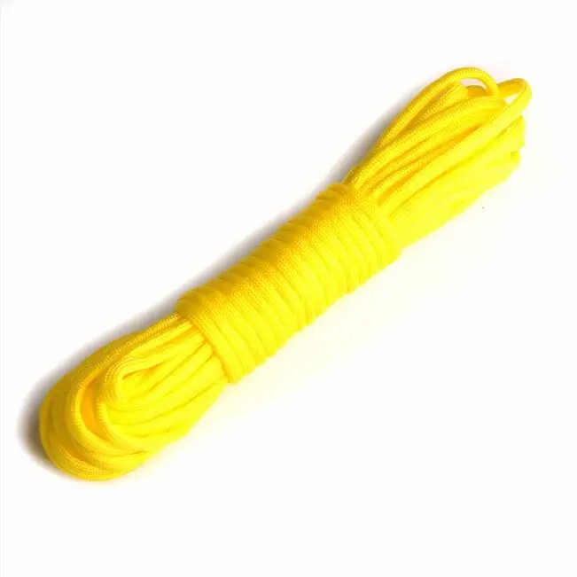 Yellow 25/50/100ft Paracord 550 парашютный шнур веревка Стандарта Mil Тип III 7 стенд страховочный трос Открытый Кемпинг Альпинизм - Цвет: Yellow