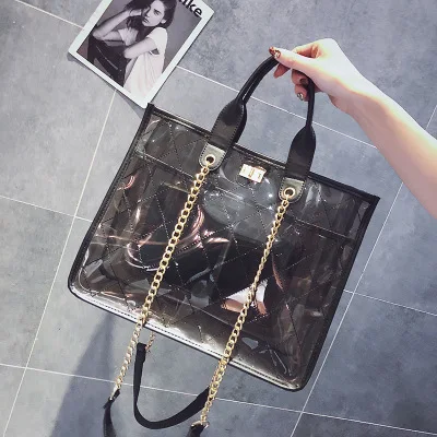 Прозрачная женская сумка цепь 2018 новая прилив замок Пряжка портативный простой